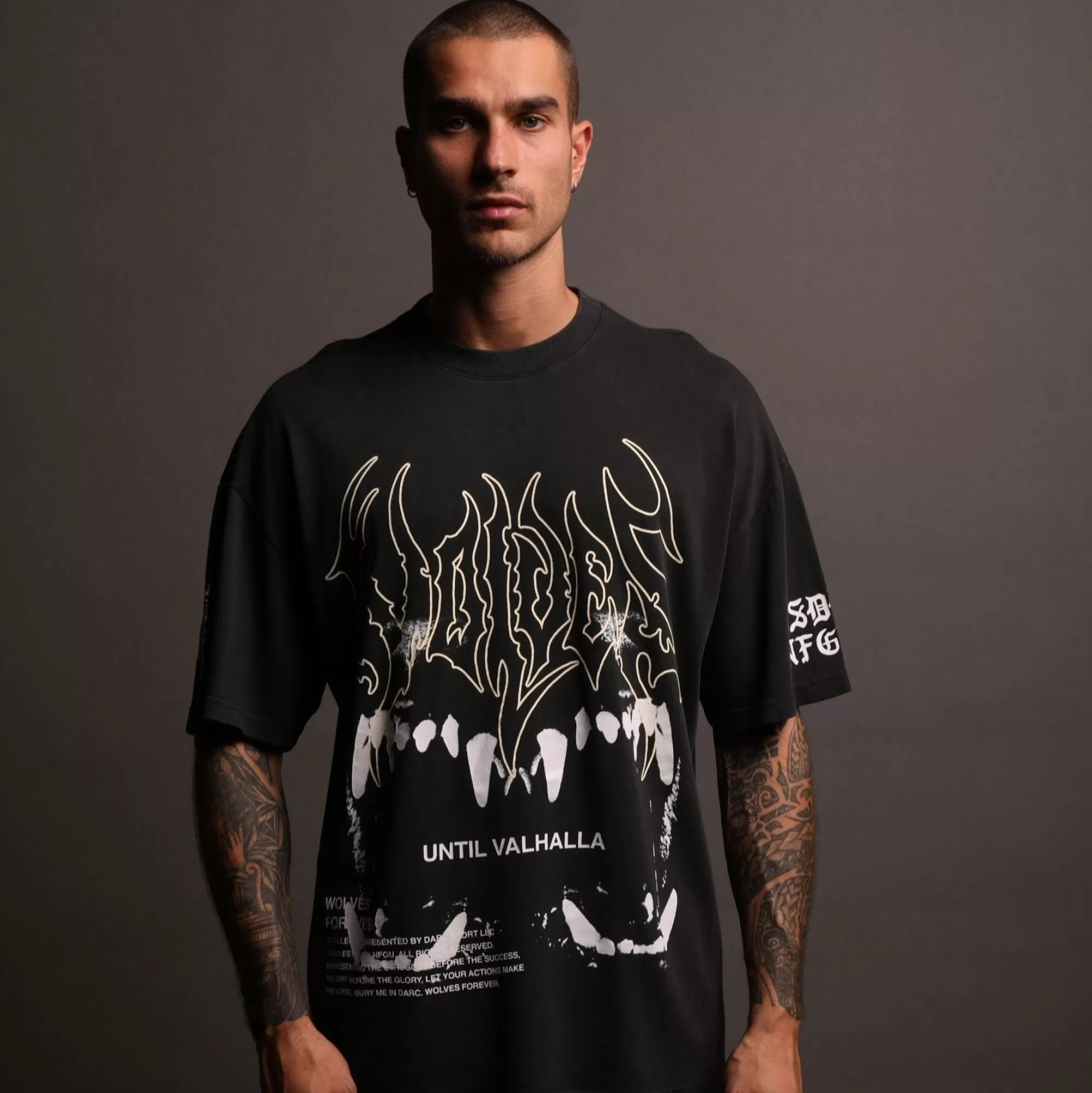 Store Norse Blood Thirsty "Premium Vintage" Oversized Tee In Black Men Premium/Oversized Tees
