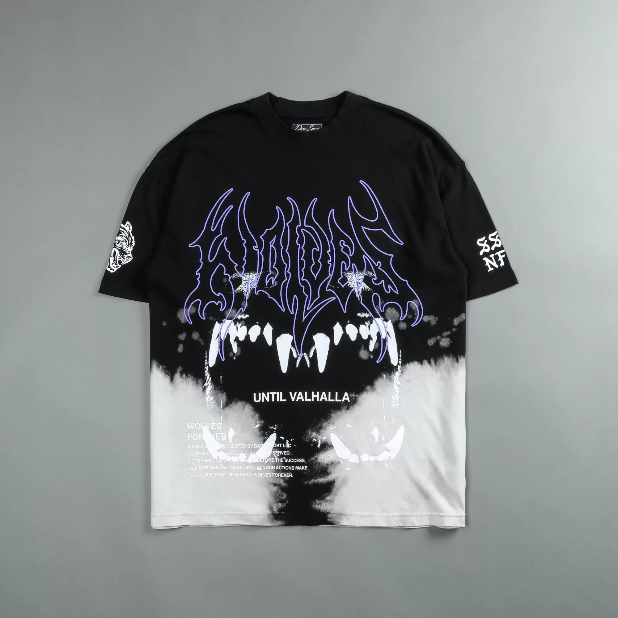 Best Sale Norse Blood Thirsty "Premium Vintage" Oversized Tee In Black Beneath Us Acid Wash Men Premium/Oversized Tees