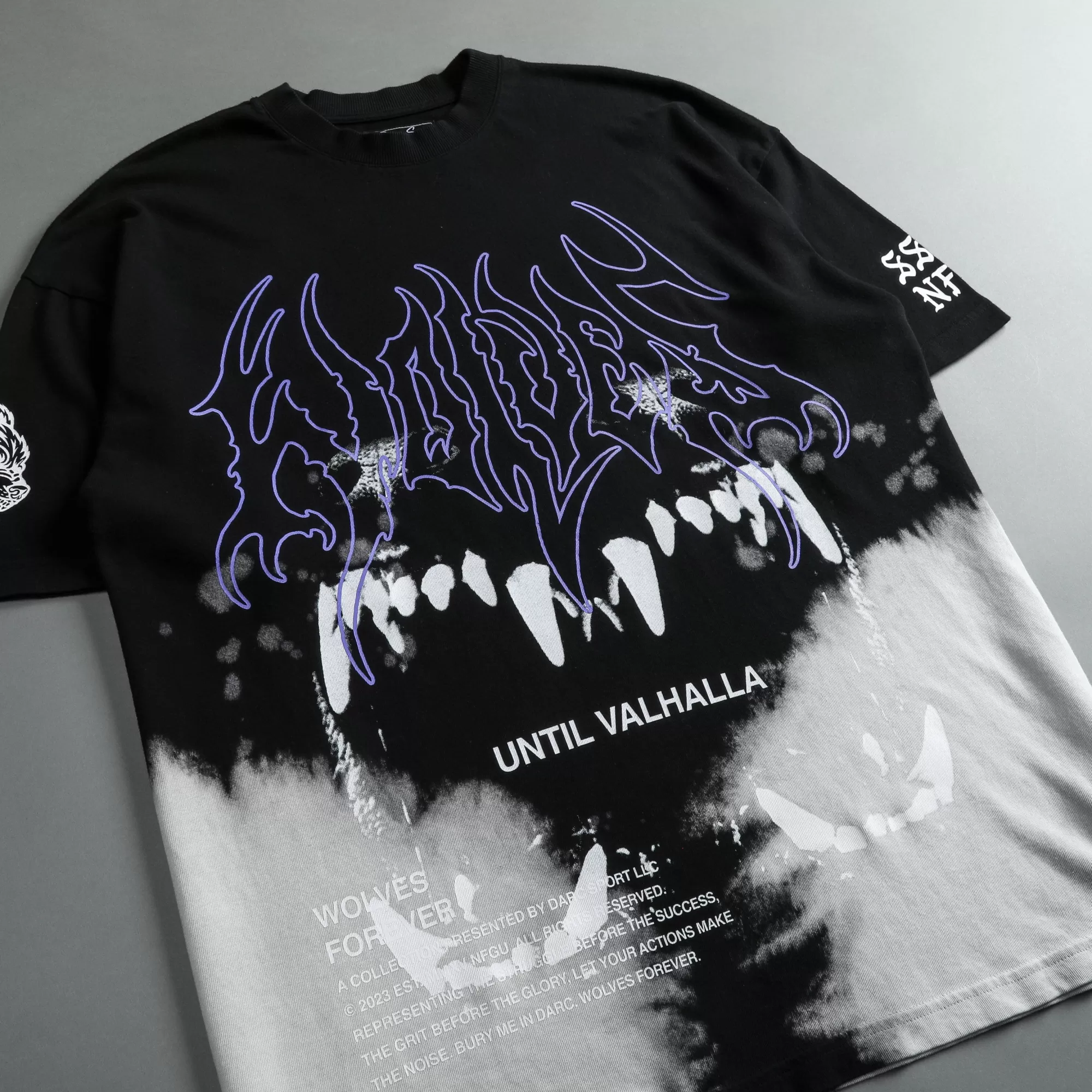 Best Sale Norse Blood Thirsty "Premium Vintage" Oversized Tee In Black Beneath Us Acid Wash Men Premium/Oversized Tees