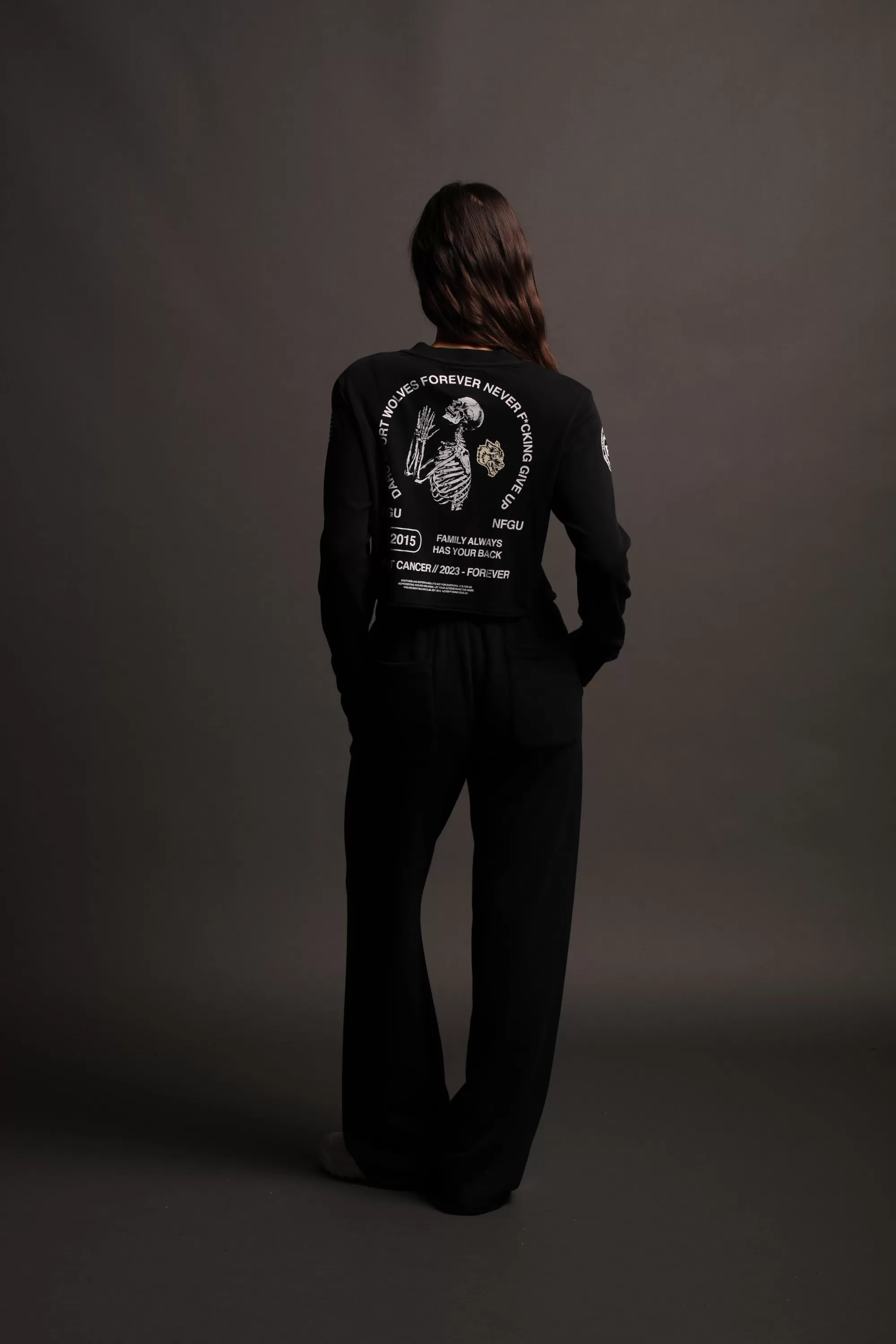 Clearance Pray "Premium Vintage" (Ls Cropped) Tee In Black Women Tops