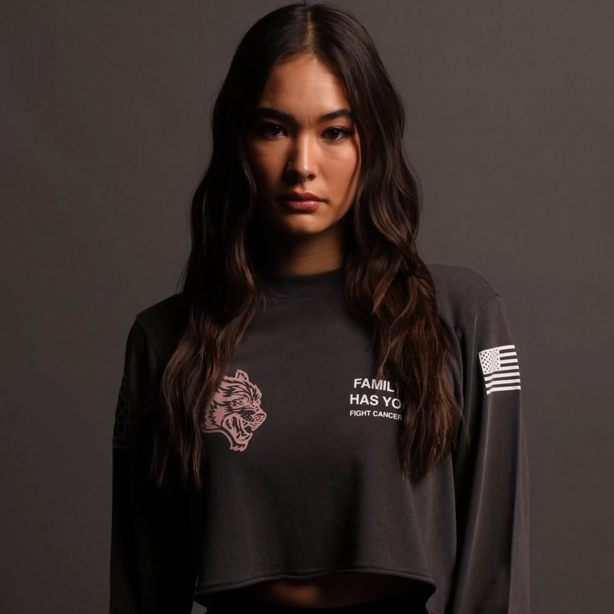 Flash Sale Pray "Premium Vintage" (Ls Cropped) Tee In Wolf Gray Women Tops