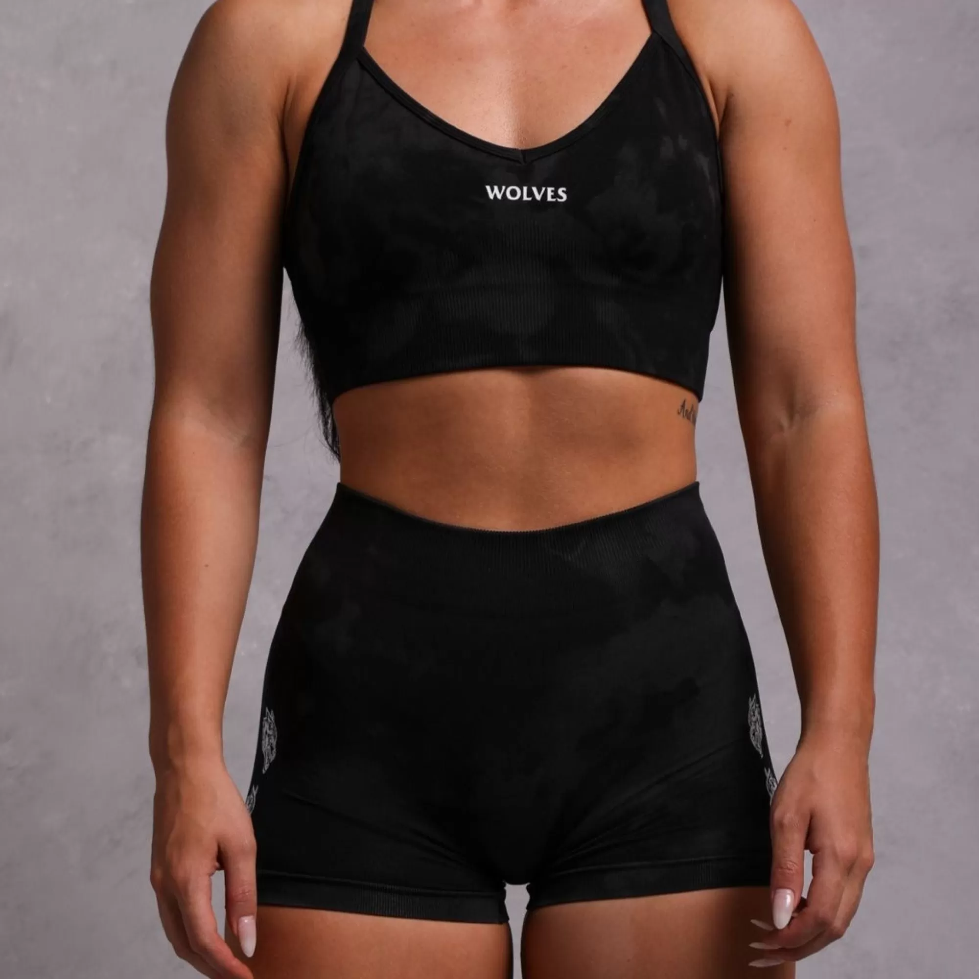 Best Sale Quad Wolf Everson "Katya" Shorts In Tonal Black Jumbo Marble Women Bottoms