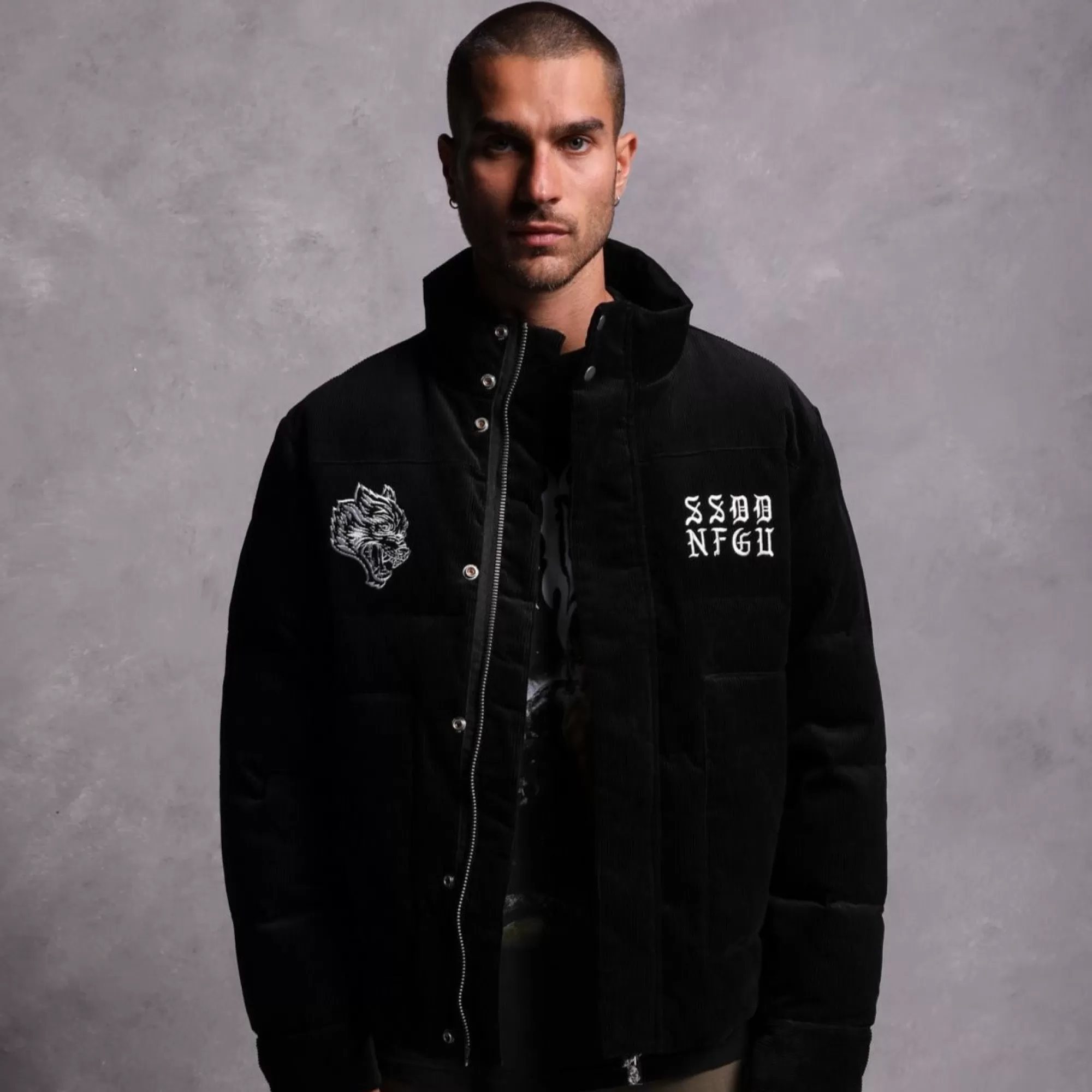 Store Ssdd Eli Corduroy Puffer Jacket In Black Men Jackets/Outerwear