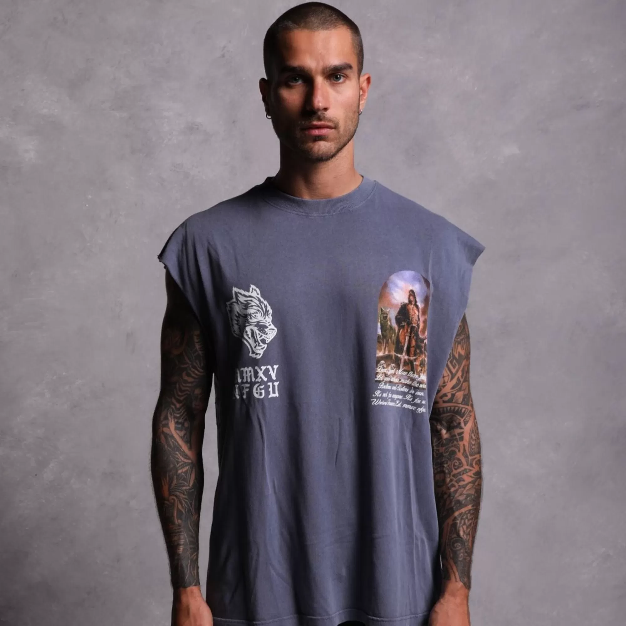 Shop Still Standing "Premium Vintage" Muscle Tee In Norse Blue Men Tanks/Muscle Tees