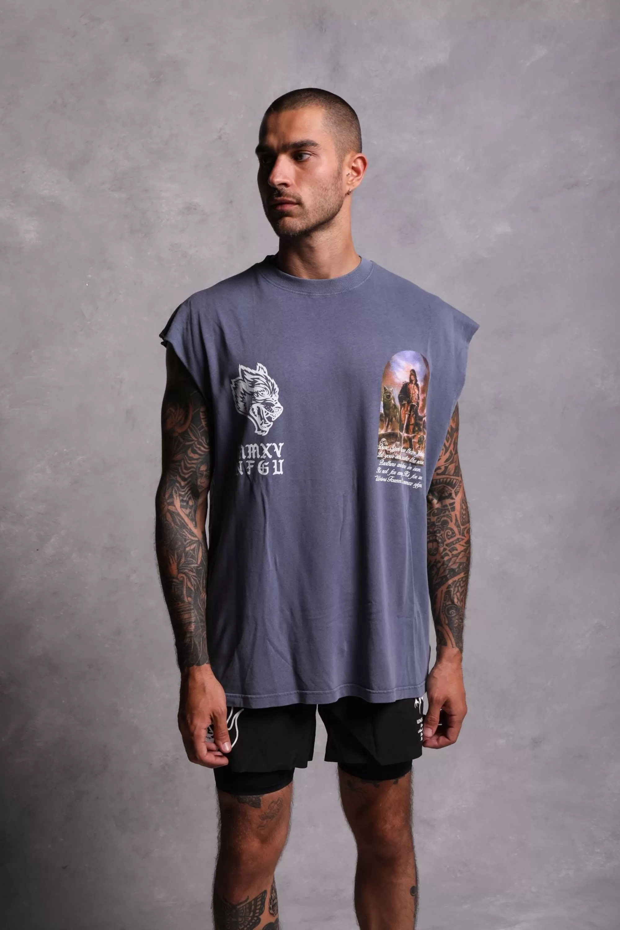Shop Still Standing "Premium Vintage" Muscle Tee In Norse Blue Men Tanks/Muscle Tees