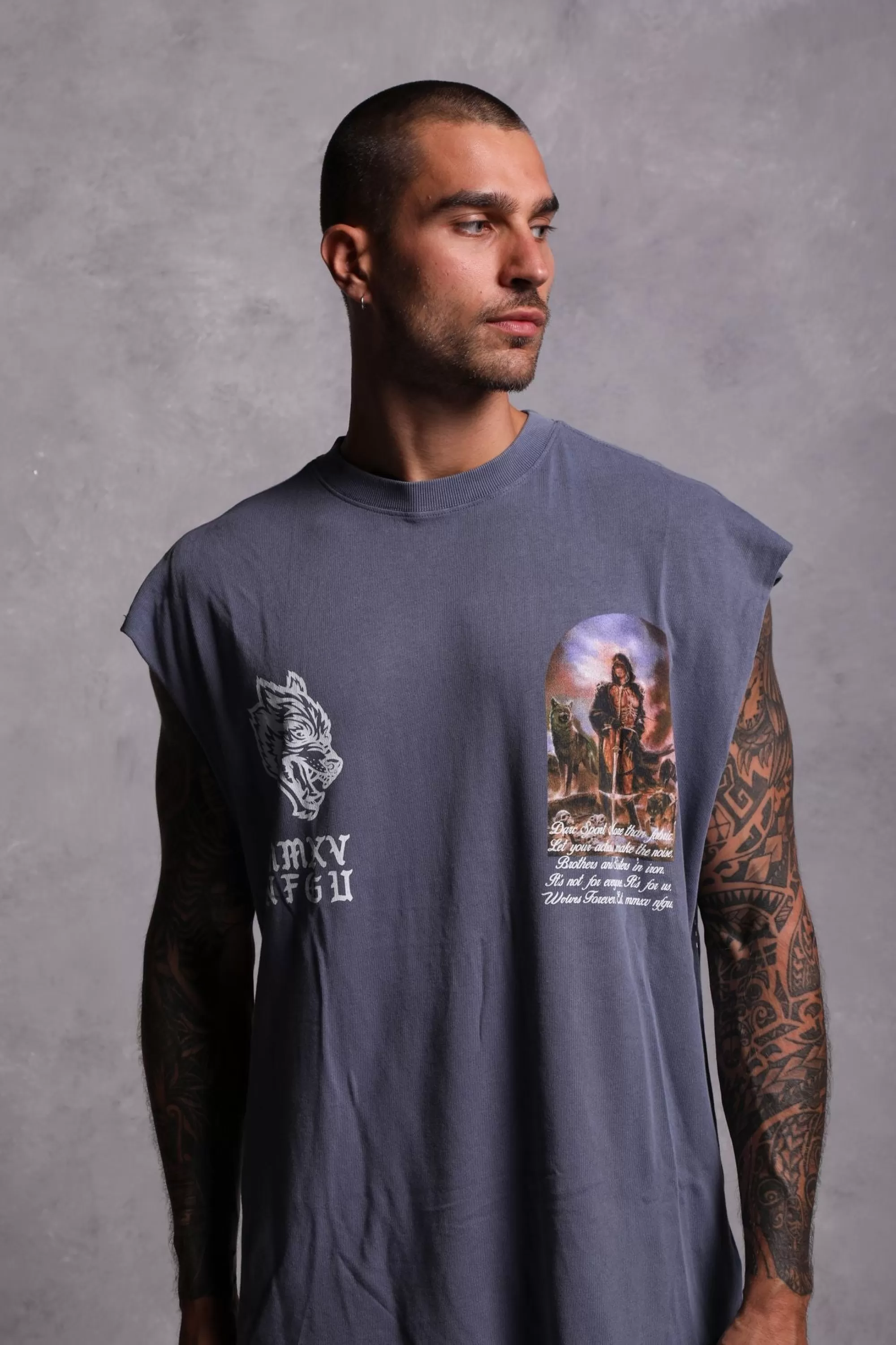 Shop Still Standing "Premium Vintage" Muscle Tee In Norse Blue Men Tanks/Muscle Tees