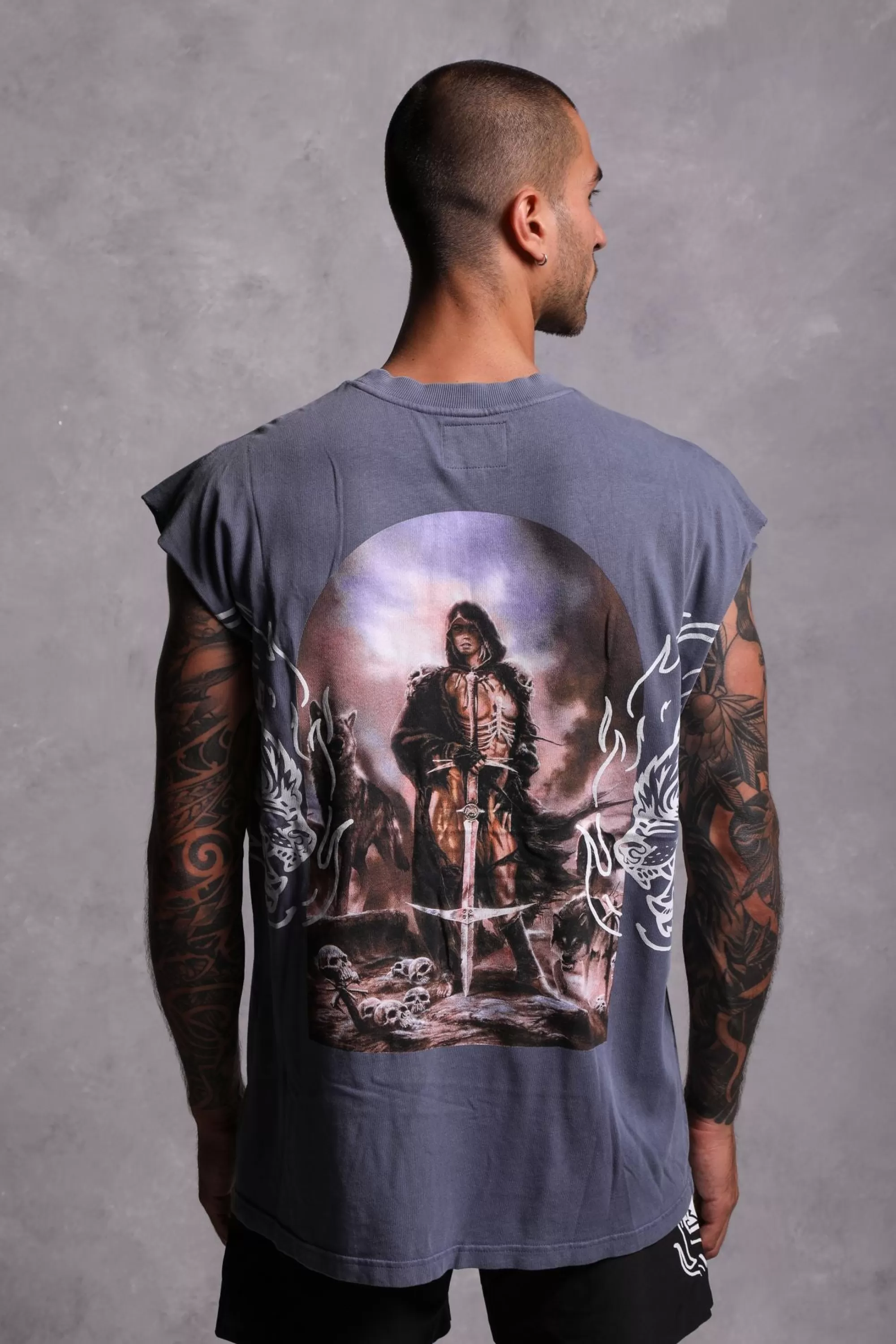 Shop Still Standing "Premium Vintage" Muscle Tee In Norse Blue Men Tanks/Muscle Tees