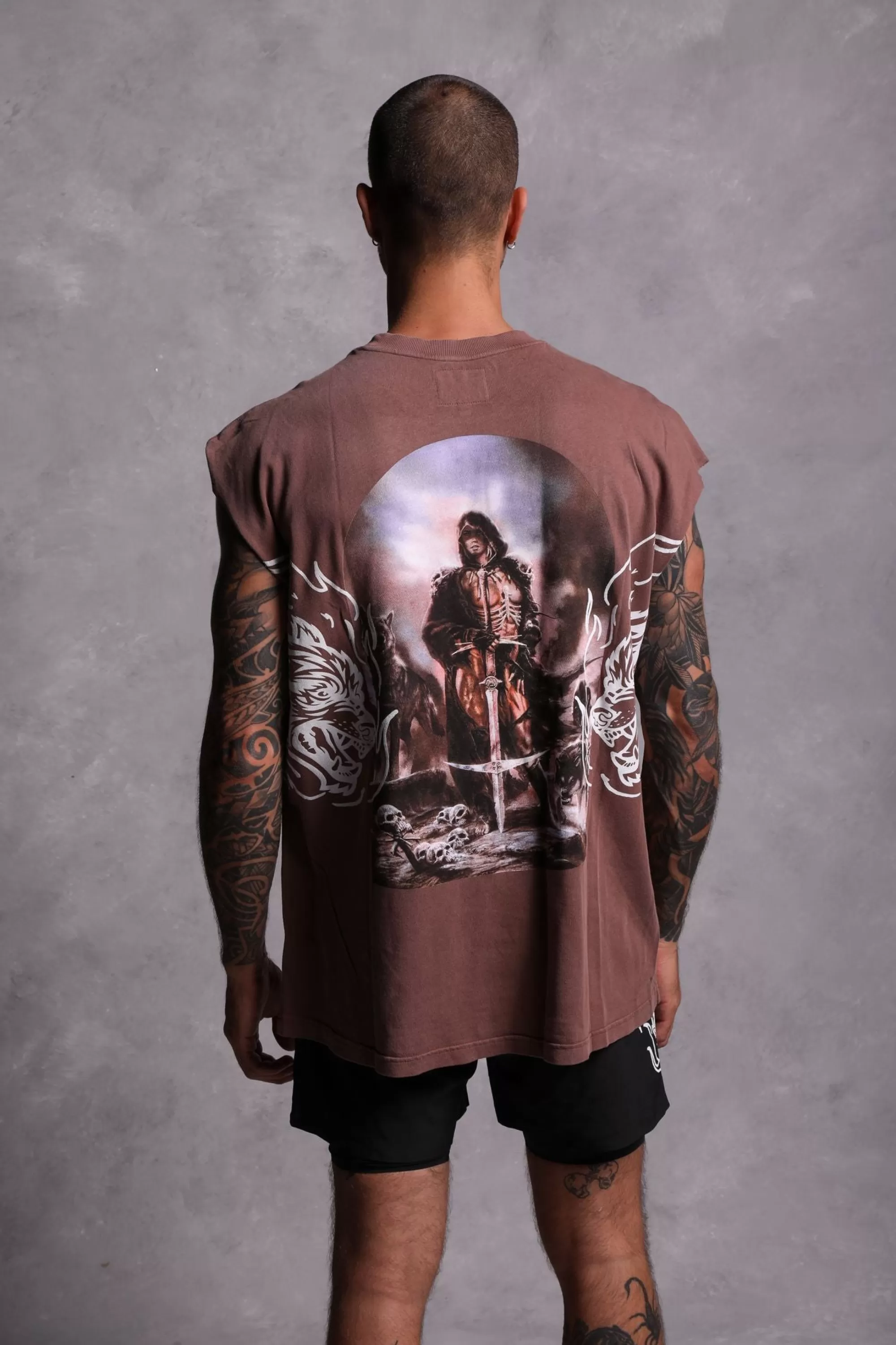 Fashion Still Standing "Premium Vintage" Muscle Tee In Norse Brown Men Tanks/Muscle Tees