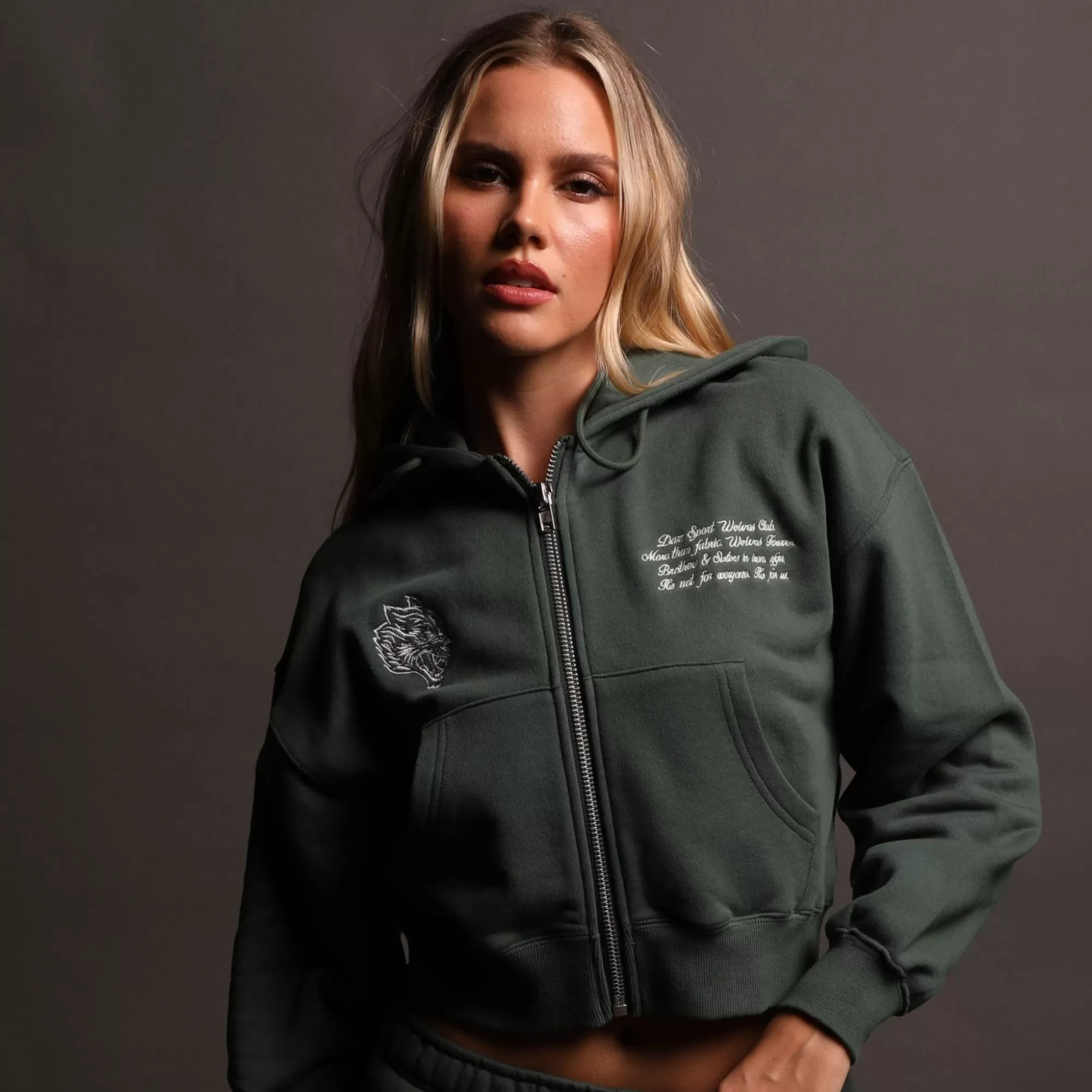 Clearance The Spirit "Sage" (Cropped) Zip Hoodie In Norse Green Women Tops