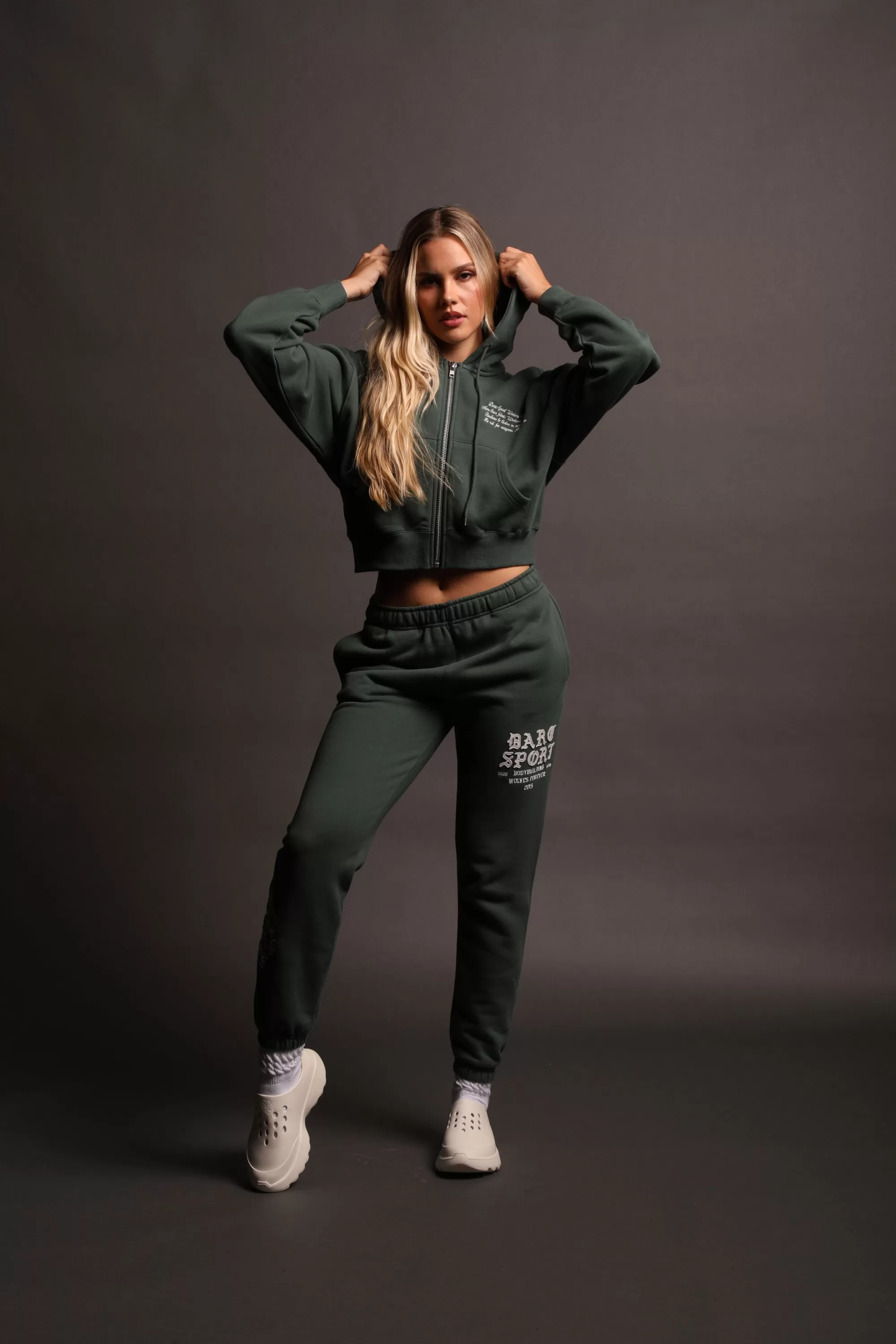 Clearance The Spirit "Sage" (Cropped) Zip Hoodie In Norse Green Women Tops