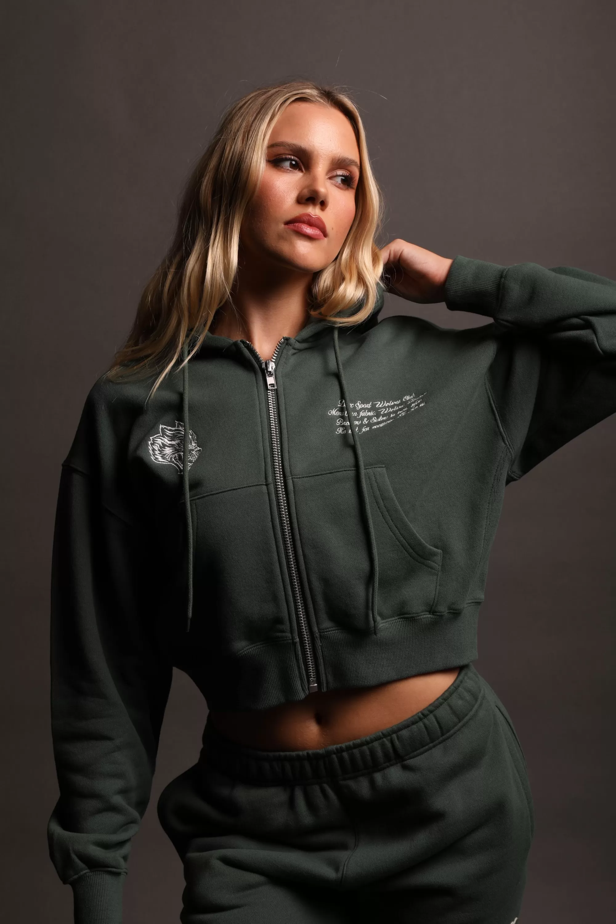 Clearance The Spirit "Sage" (Cropped) Zip Hoodie In Norse Green Women Tops