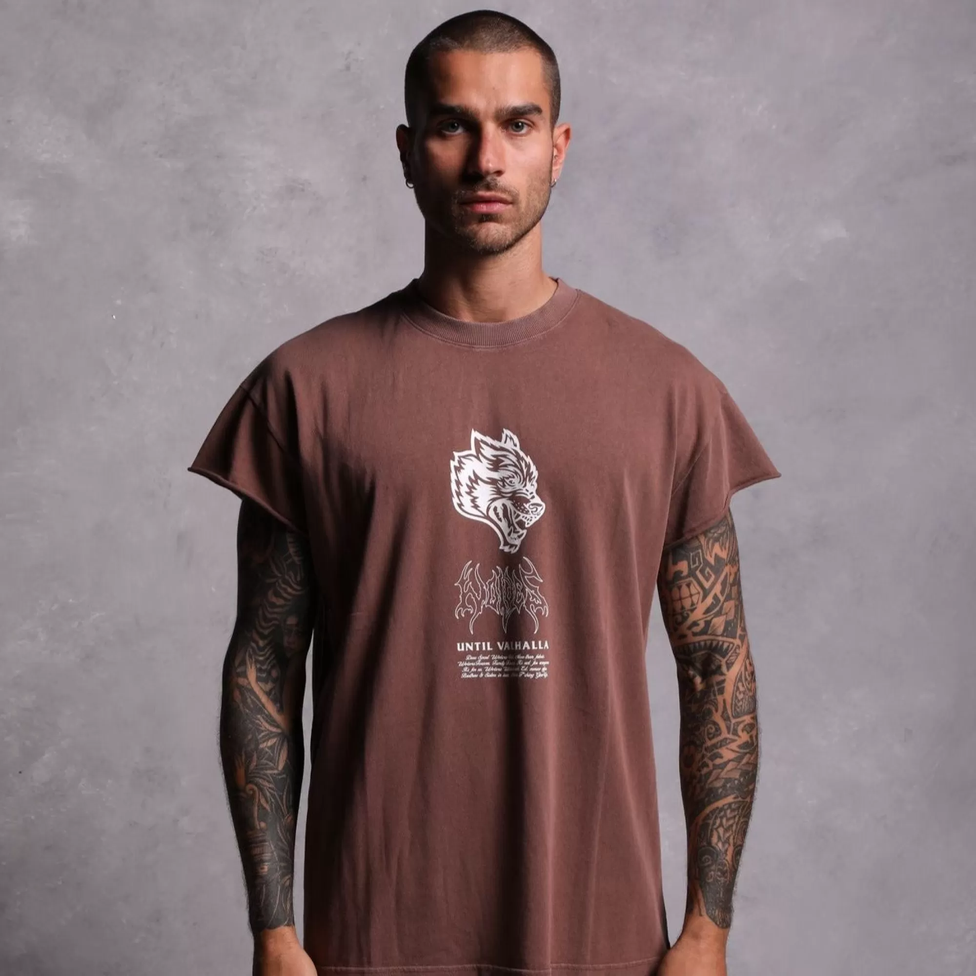 Best Sale Until Valhalla "Premium Vintage" (Cap Sleeve) Tee In Norse Brown Men Cap Sleeve Tees