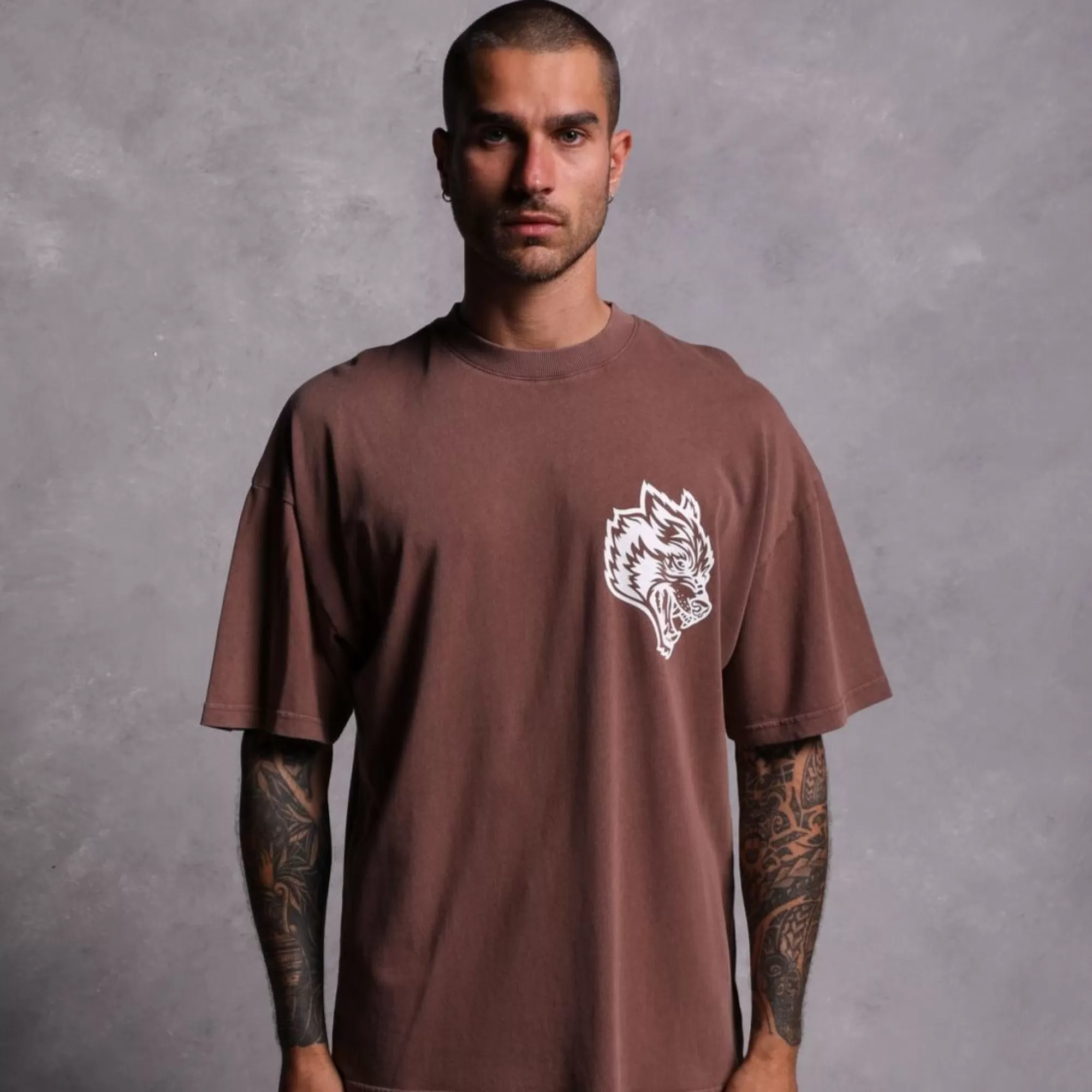 Store Us Vs. Them "Premium Vintage" Oversized Tee In Norse Brown Men Premium/Oversized Tees