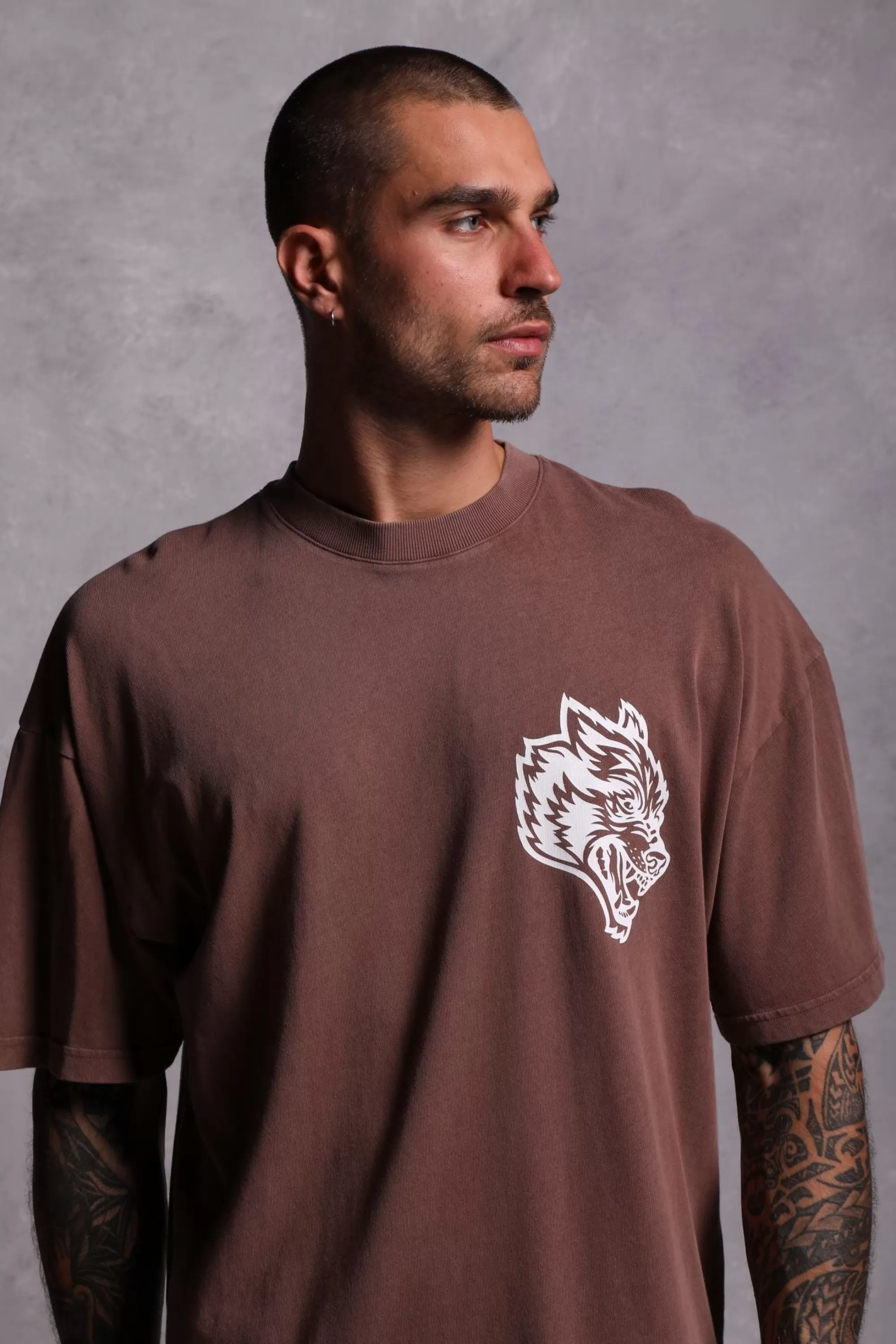 Store Us Vs. Them "Premium Vintage" Oversized Tee In Norse Brown Men Premium/Oversized Tees