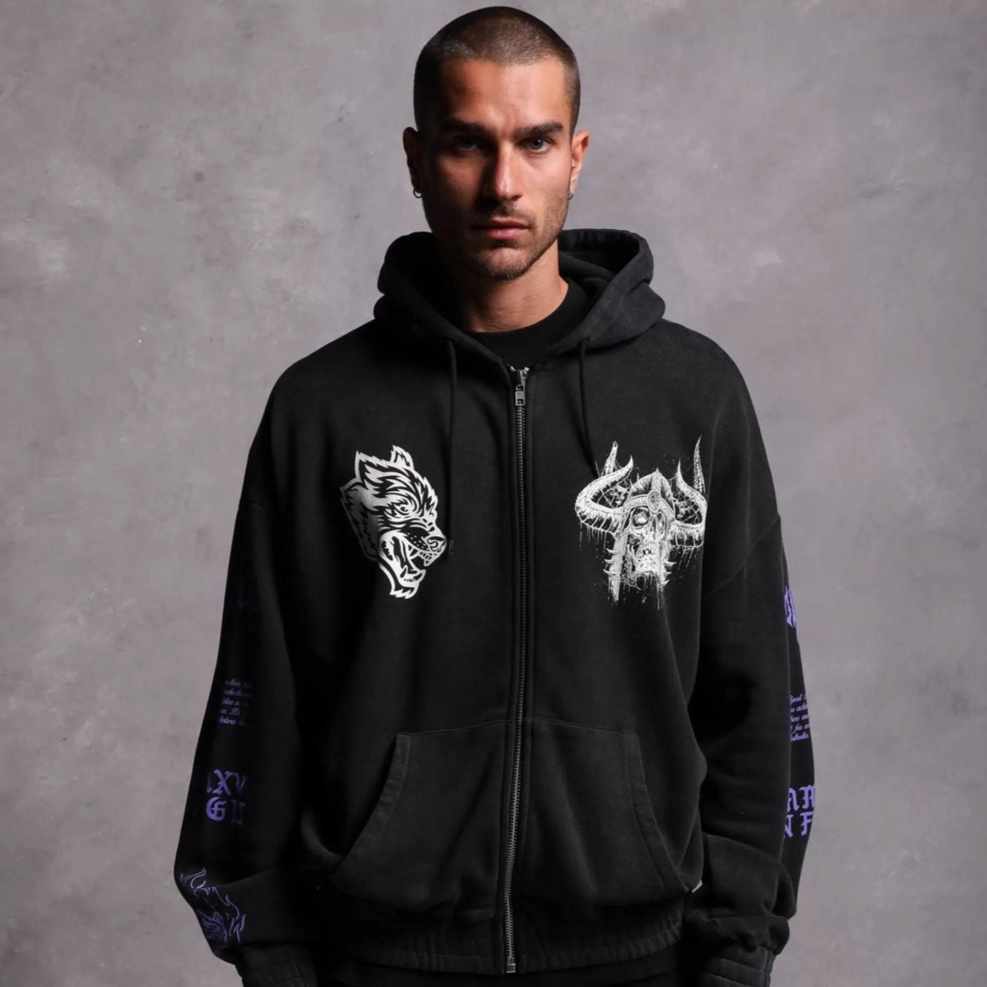New Us Vs. Them "Vintage Chambers" Zip Hoodie In Black Men Zip Up Hoodies