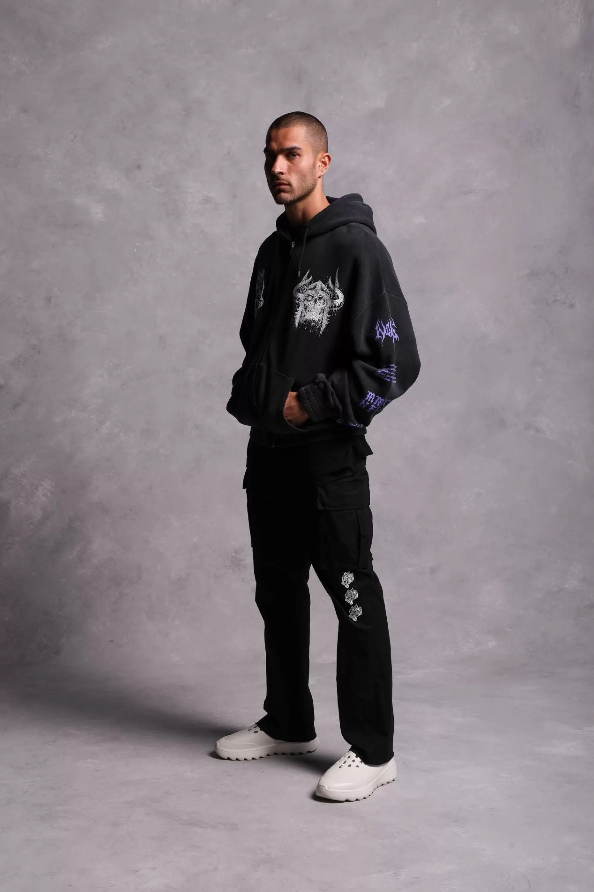 New Us Vs. Them "Vintage Chambers" Zip Hoodie In Black Men Zip Up Hoodies