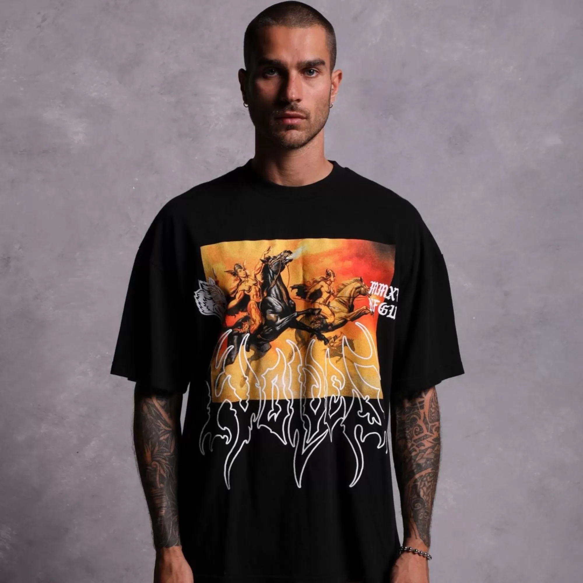 Outlet Valkyrie "Premium" Oversized Tee In Black Men Premium/Oversized Tees
