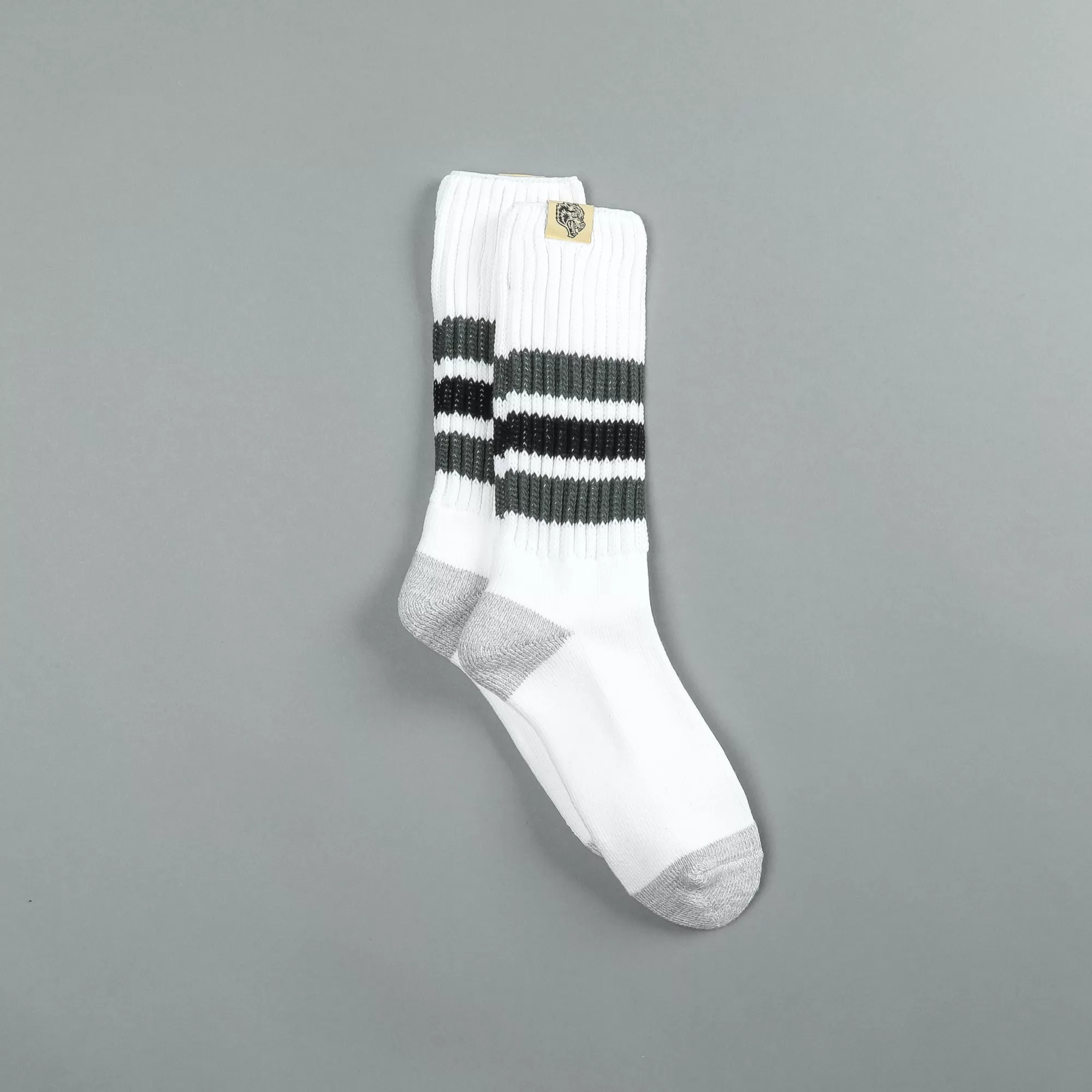 Discount Wolf Patch Boot Socks In Cream/Norse Green Socks