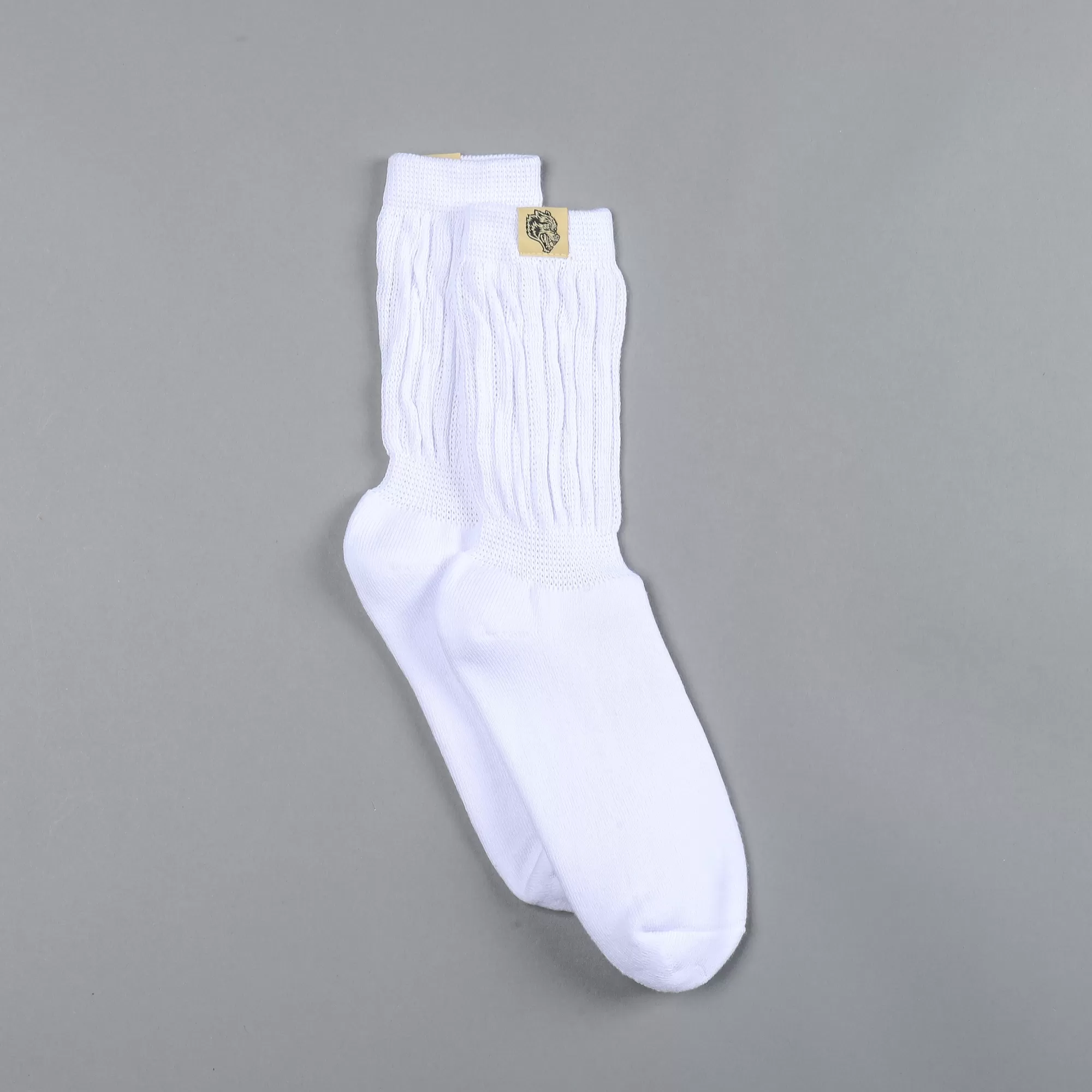 Shop Wolf Patch Comfy Socks In White Socks