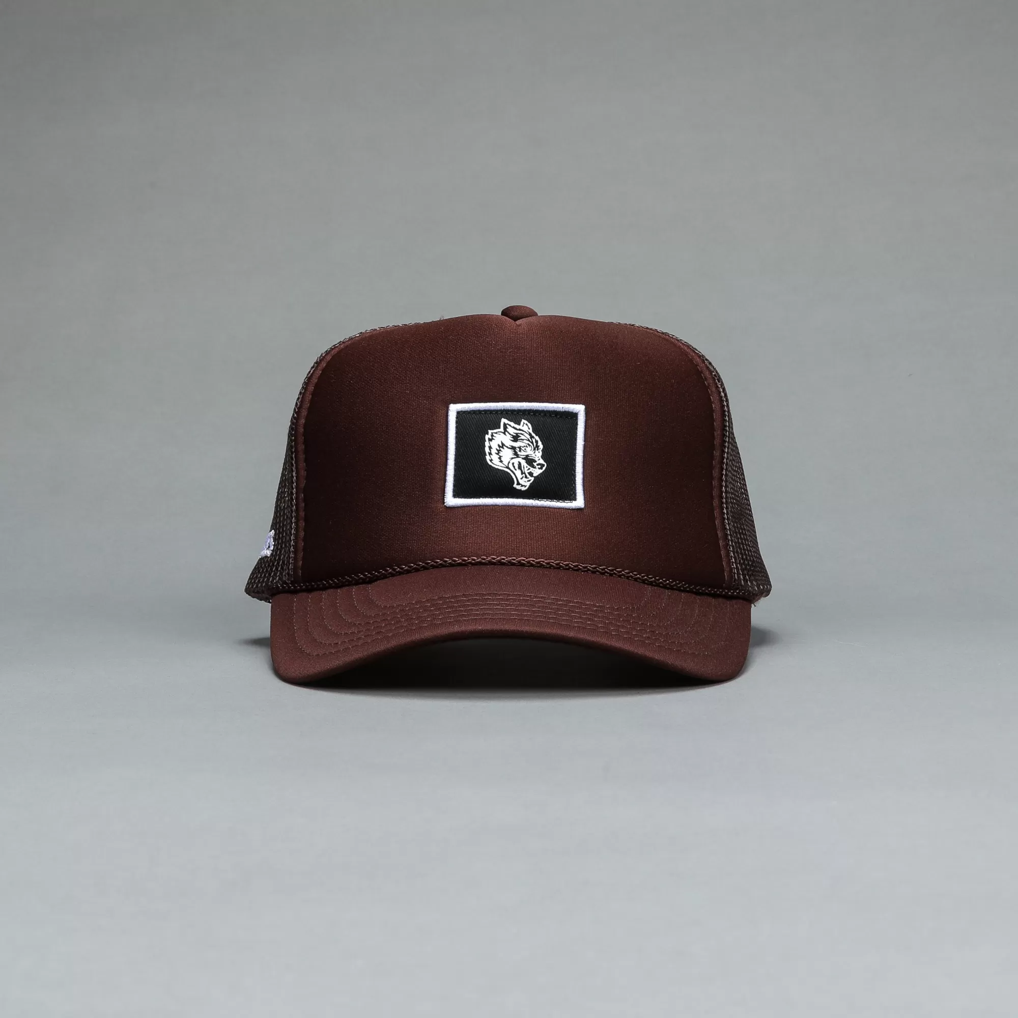 Store Wolf Patch Trucker Hat In Norse Brown Headwear