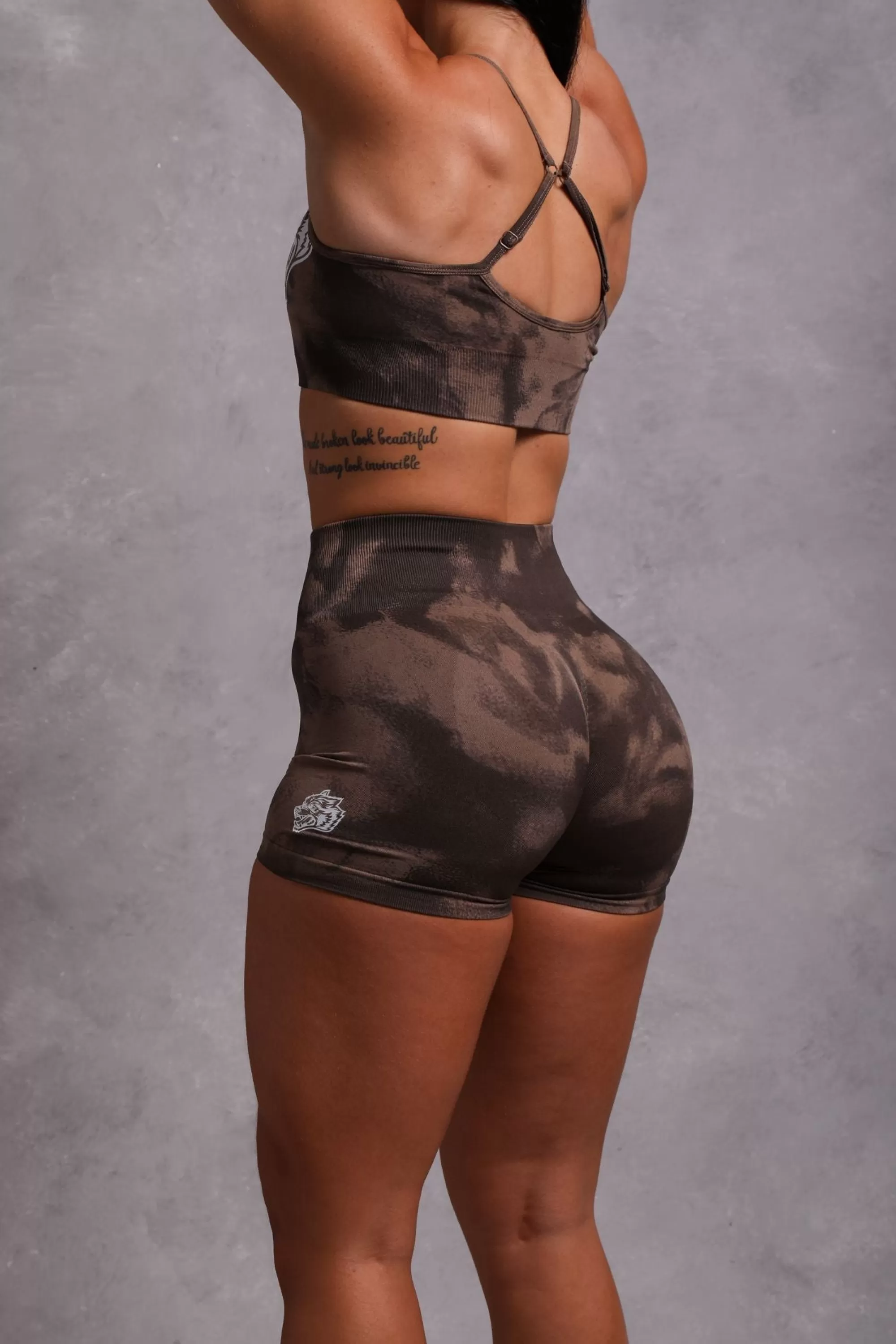 Cheap Wolves Forever Seamless Everson "Training" Shorts In Mojave Brown Jumbo Marble Women Bottoms
