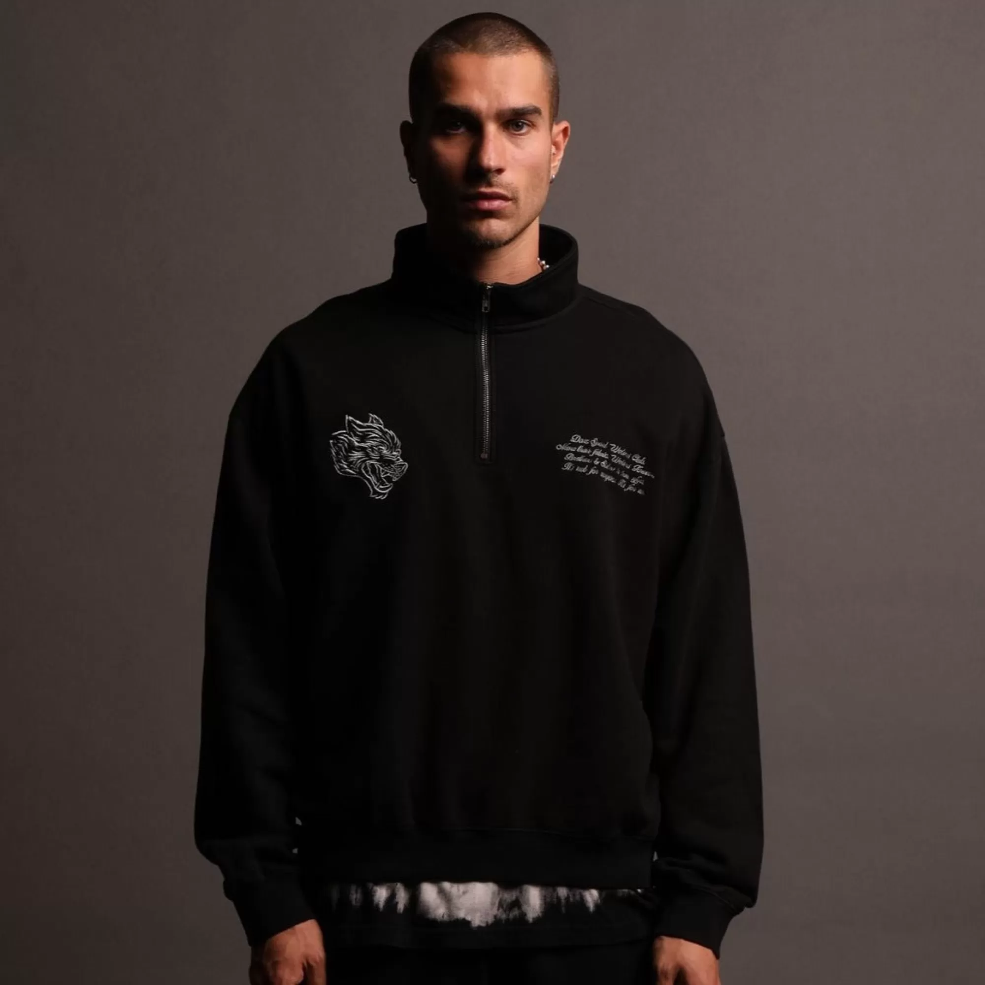 Cheap Word Is Bond Duke 1/4 Zip Mockneck In Black Men Crewnecks