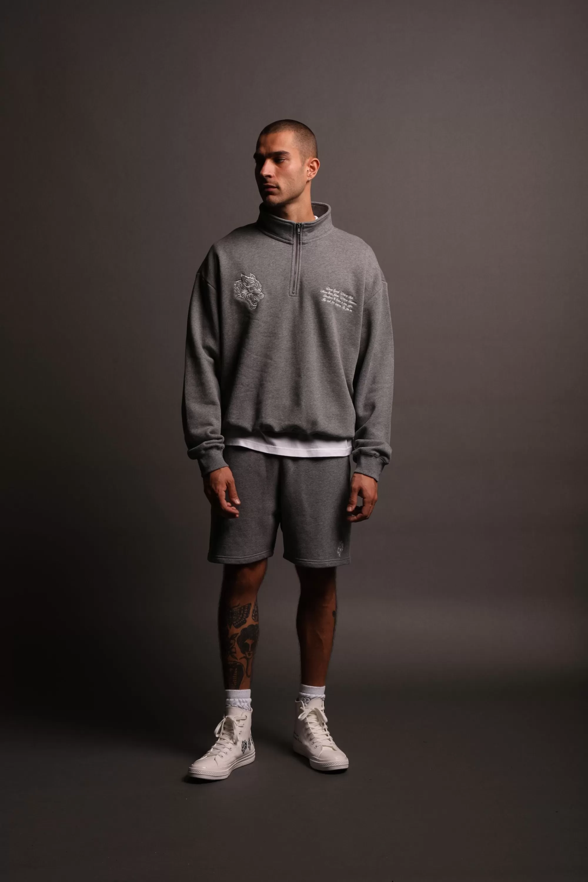 Store Word Is Bond Duke 1/4 Zip Mockneck In Darc Athletic Men Crewnecks