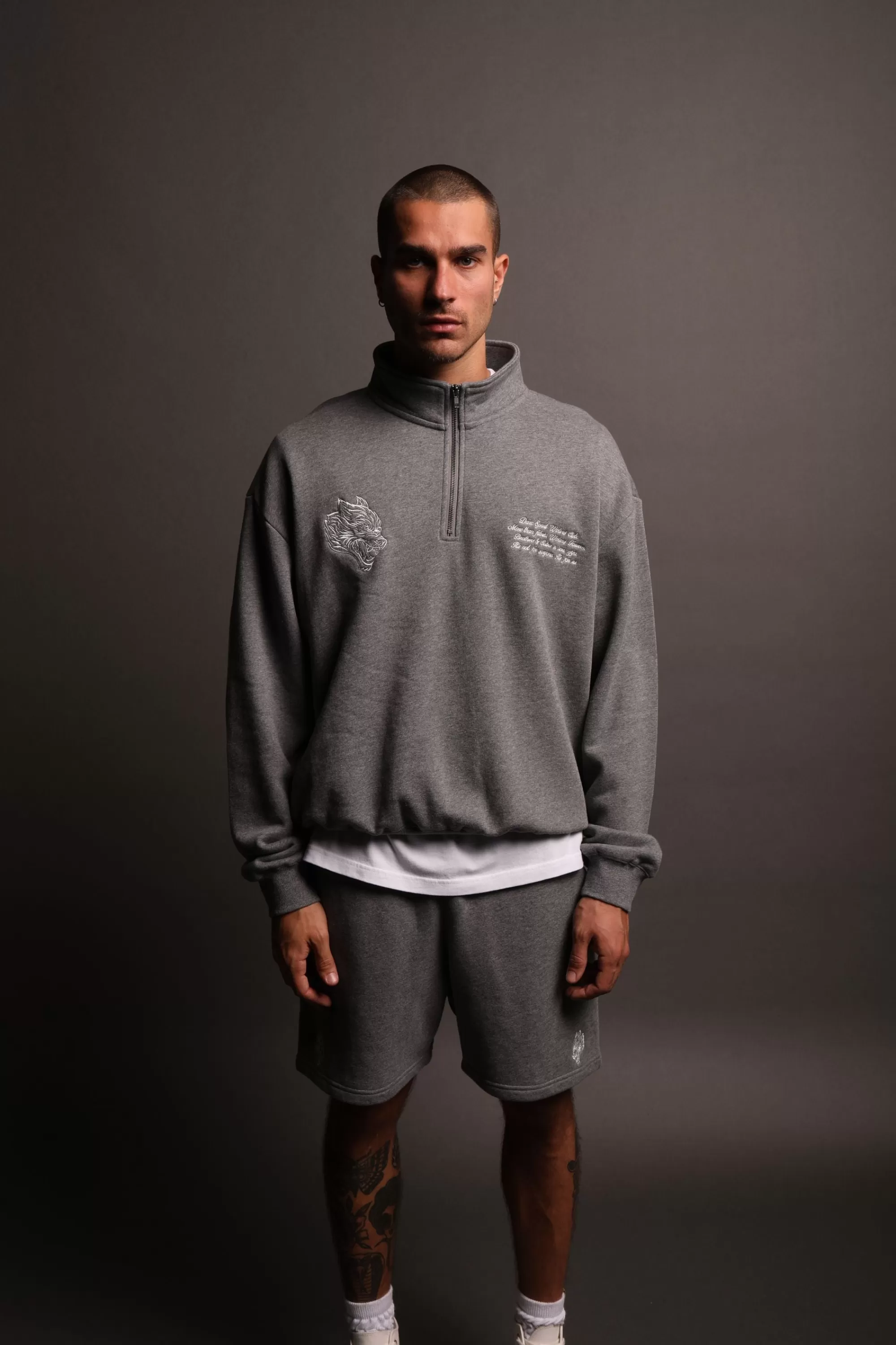 Store Word Is Bond Duke 1/4 Zip Mockneck In Darc Athletic Men Crewnecks