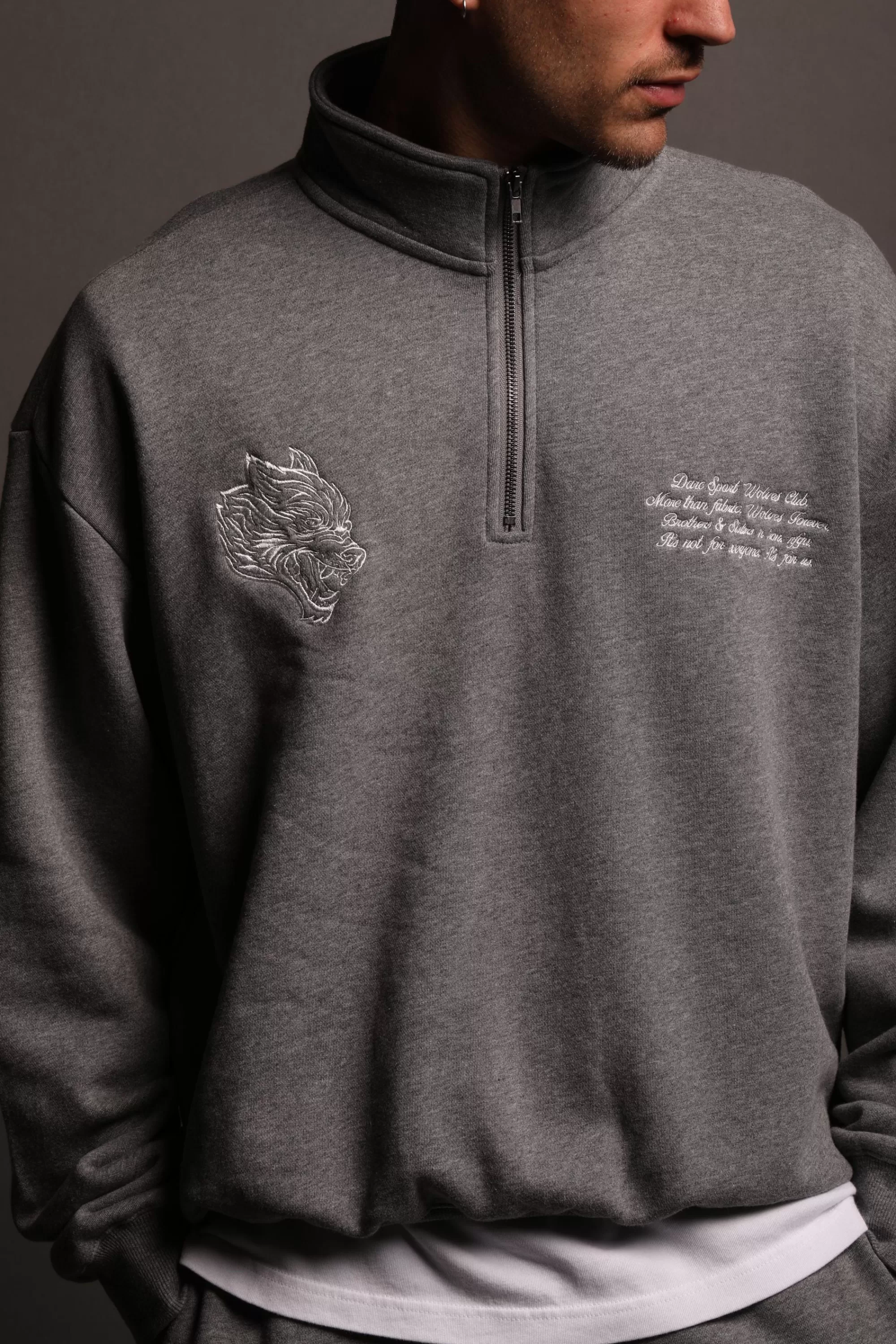 Store Word Is Bond Duke 1/4 Zip Mockneck In Darc Athletic Men Crewnecks