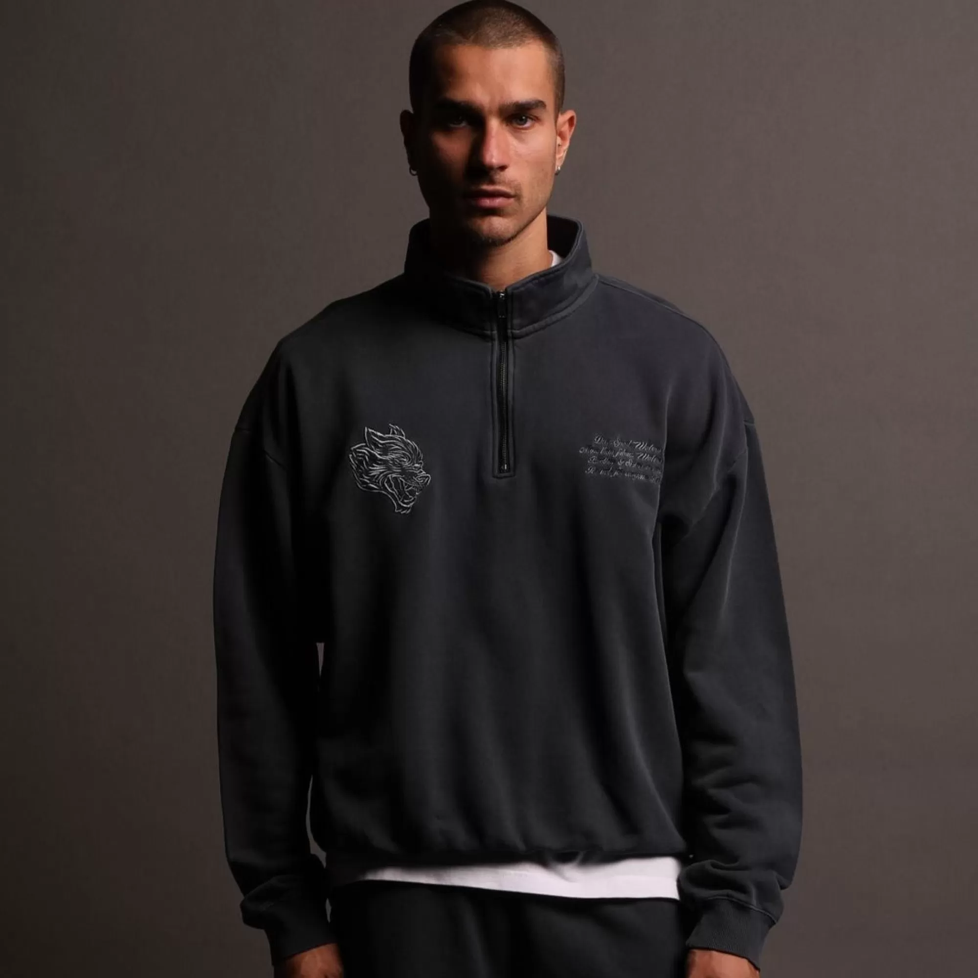 Sale Word Is Bond Duke 1/4 Zip Mockneck In Midnight Blue Men Crewnecks