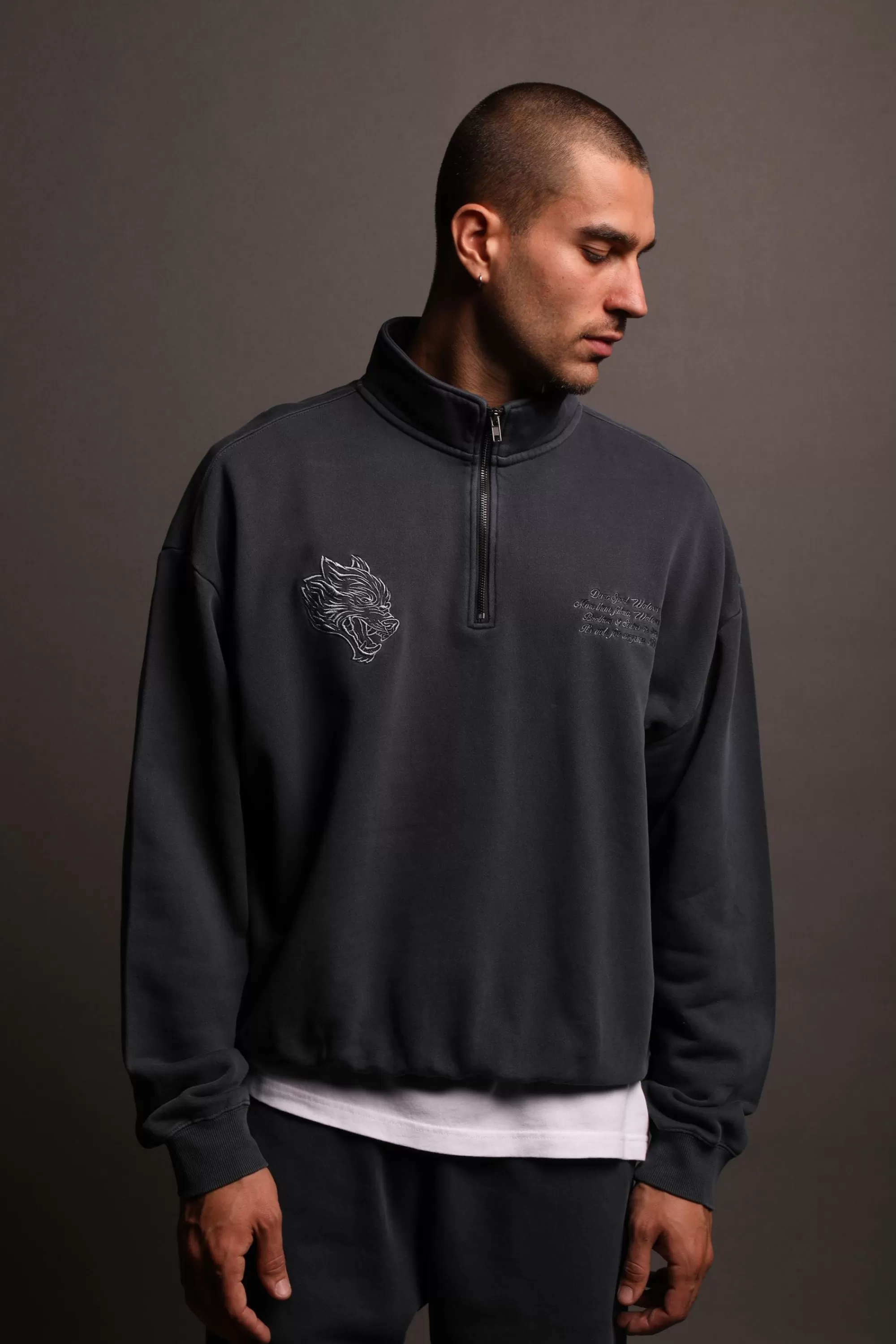 Sale Word Is Bond Duke 1/4 Zip Mockneck In Midnight Blue Men Crewnecks